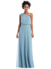 Load image into Gallery viewer, One-Shoulder Bow Blouson Bodice Maxi Dress