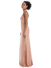 Load image into Gallery viewer, Stand Collar Halter Sequin Trumpet Gown