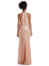 Load image into Gallery viewer, Stand Collar Halter Sequin Trumpet Gown