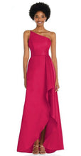 Load image into Gallery viewer, Vivid Pink One Shoulder Satin Formal Gown