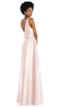 Load image into Gallery viewer, Blush Full Length Tie Front Satin Gown