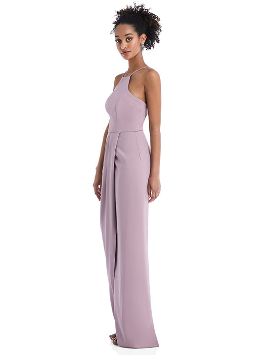 Halter Draped Tulip Skirt Maxi Dress – Melanin Bridal